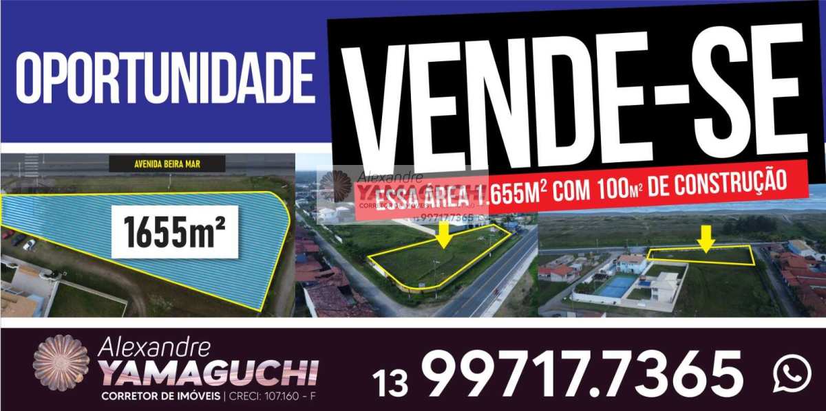 Lote a venda em Ilha Comprida/SP Frente para o Mar com 1.655,00 m2 - Alexandre Massaaki Yamaguchi
